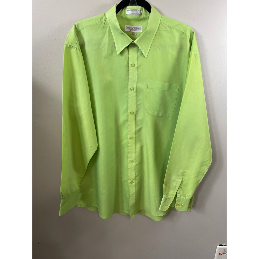 Daniel Ellissa Mens Lime Green Dress Shirt Long Sleeve Button Down casual career